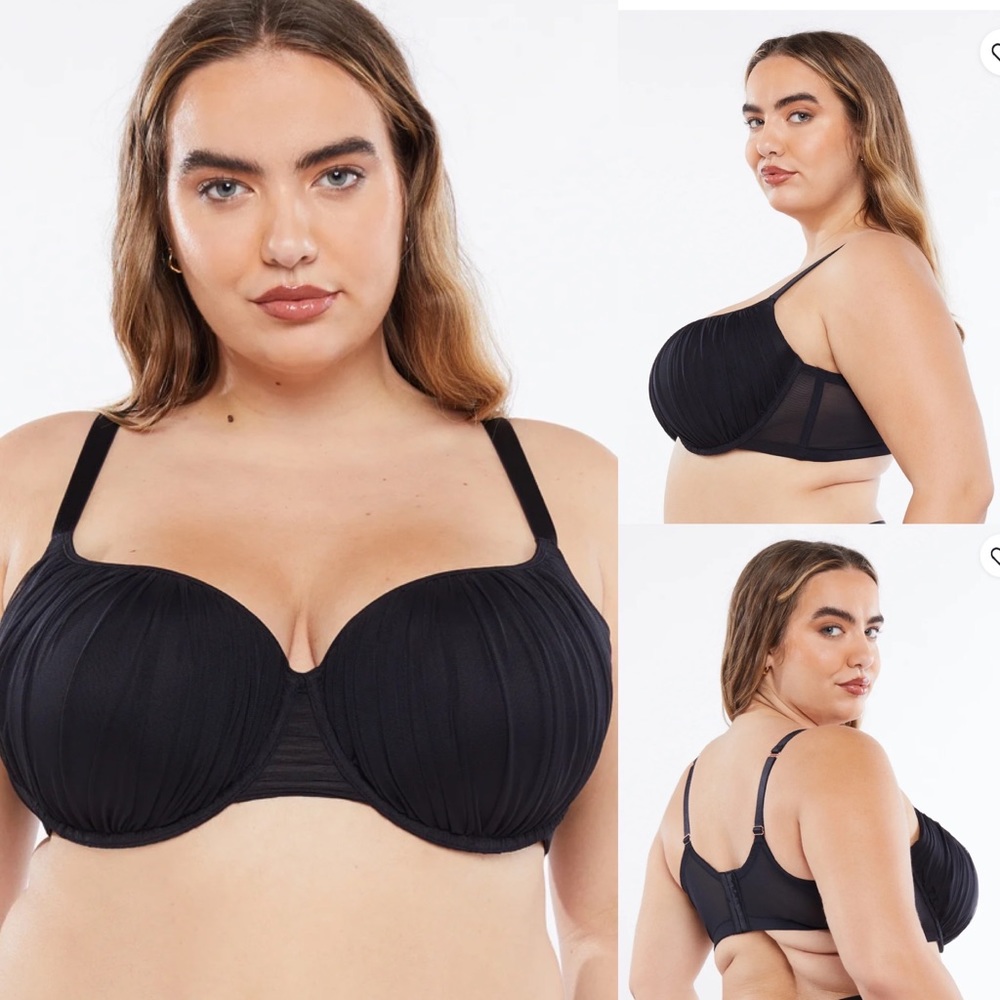 SavageXFenty by Rihanna Black Gathered Mesh Balconette Bra Size 40D